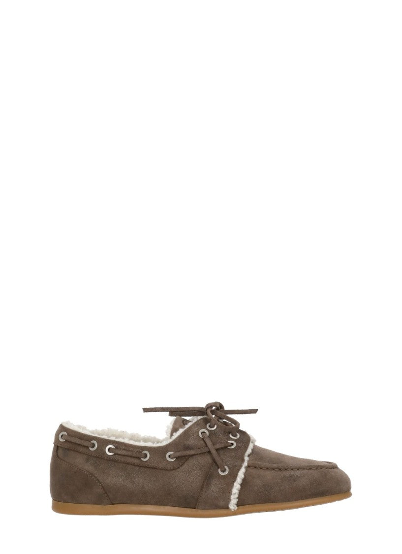Peserico Brown Fur Suede Loafers