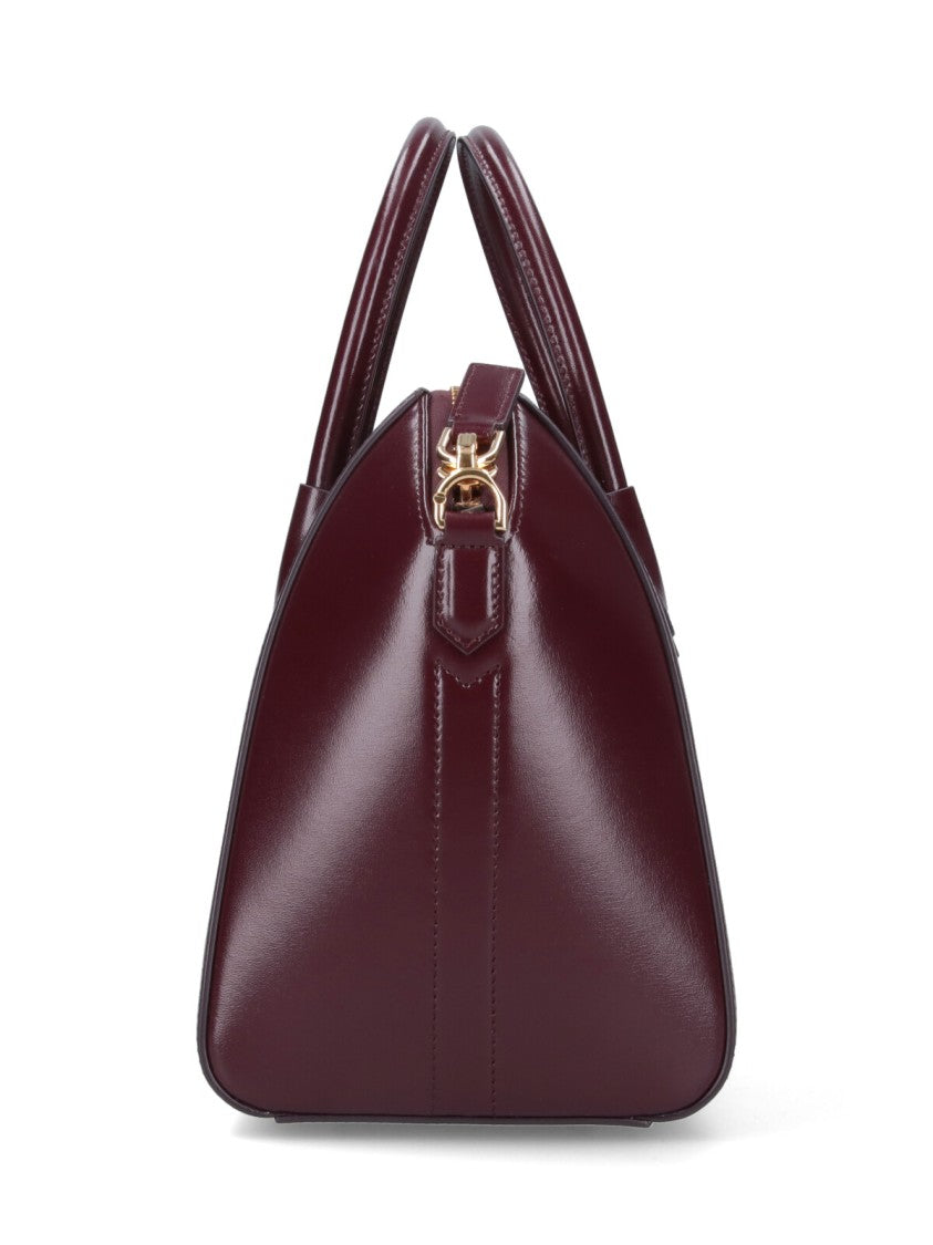Givenchy Antigona Small Structured Handbag In Bordeaux Calfskin