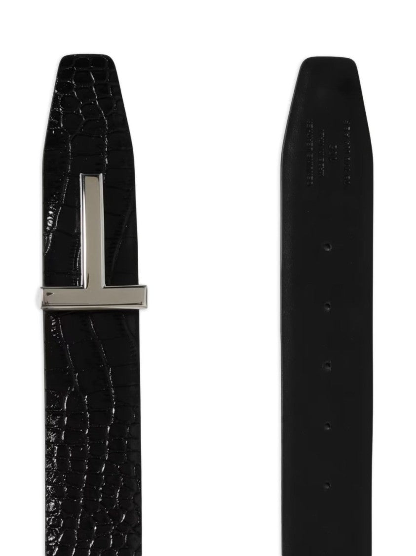 Tom Ford Textured Crocodile Pattern Leather Belt