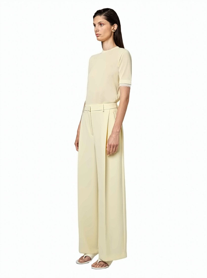 Alpha Studio Pleated Cadì Wide-Leg Pants