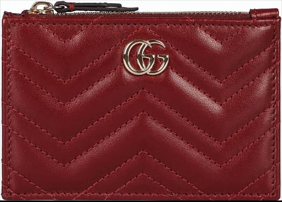 Gucci Compact Chevron Quilted Leather Keyring Wallet