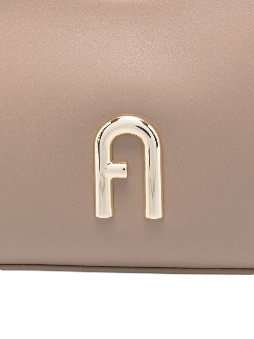 Furla Leather Shoulder Bag With Gold-Tone Logo Plaque