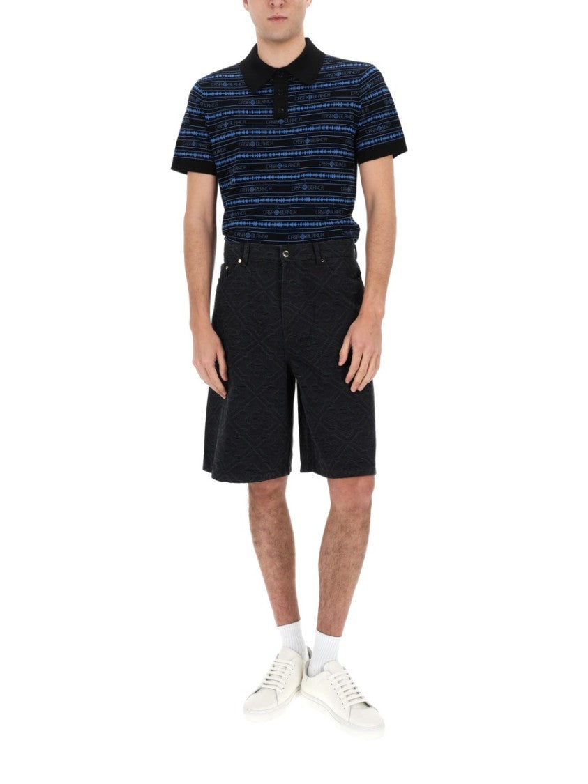 Casablanca Sound Wave Stripe Printed Polo Shirt