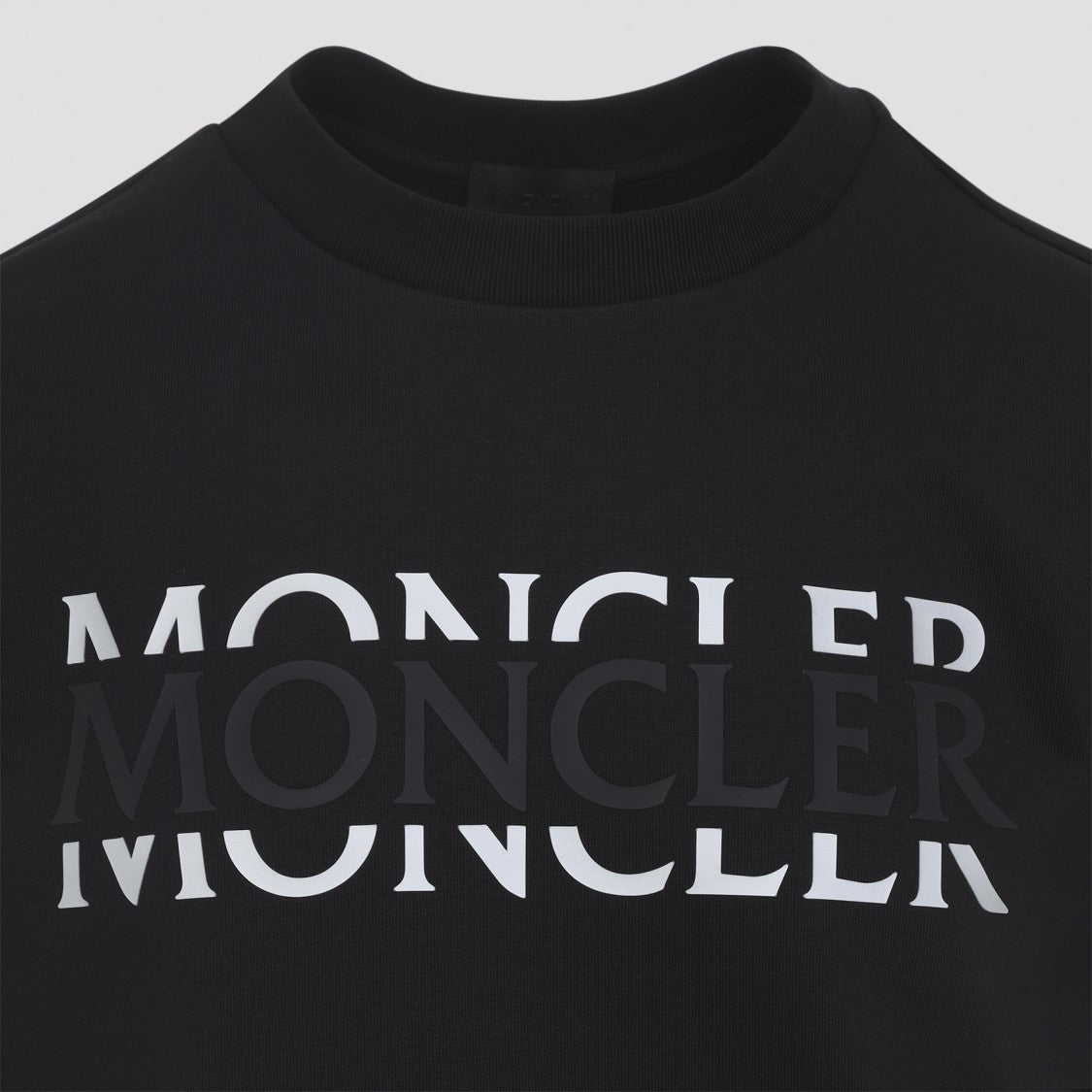 Moncler Signature Black Cotton Sweatshirt With Iconic Logo Details
