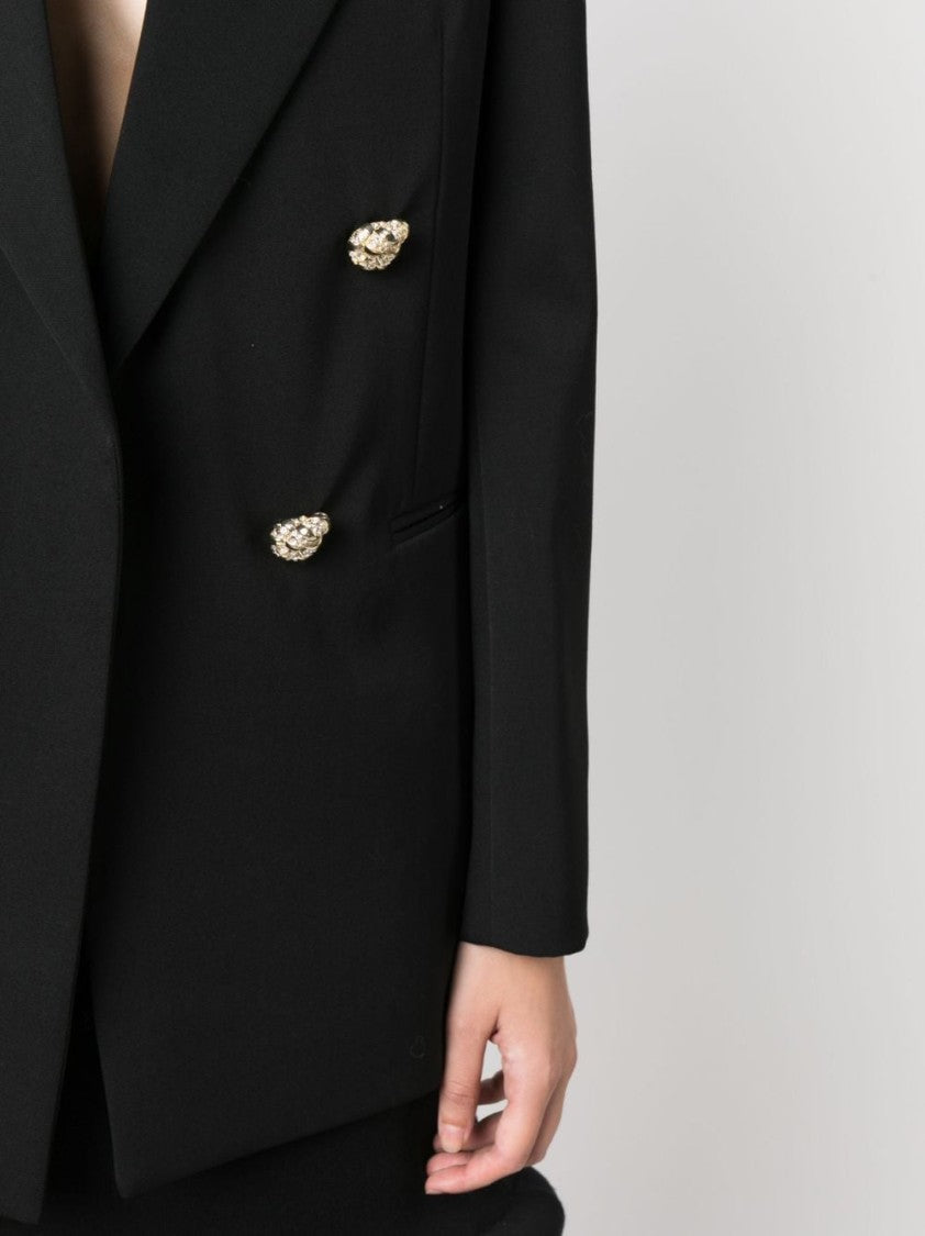 Lanvin Rhinestone-Embellished Black Wool Blazer