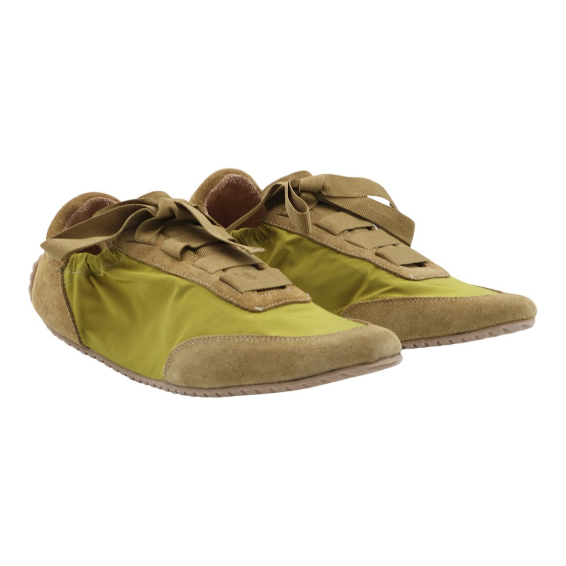 Odissi Low-Profile Olive Green Sneakers With Tan Suede Accents