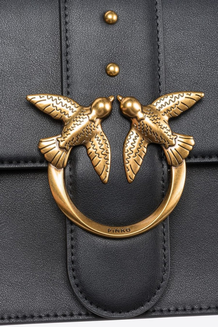 Pinko Leather Shoulder Bag With Gold-Tone Bird Clasp