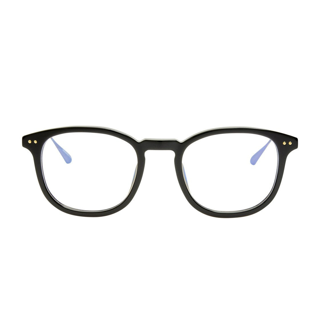 Linda Farrow Rounded Frame Eyeglasses With Textured Gold Titanium Temples