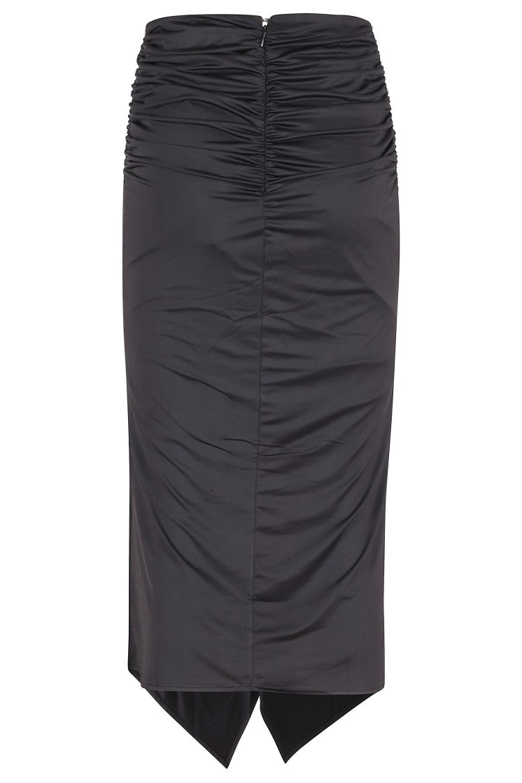 Essentiel Antwerp Black Janedoe Draped Central Viscose-Blend Midi Dress