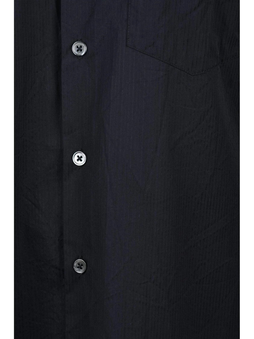 Ann Demeulemeester Black Longline Side-Tie Cotton Shirt