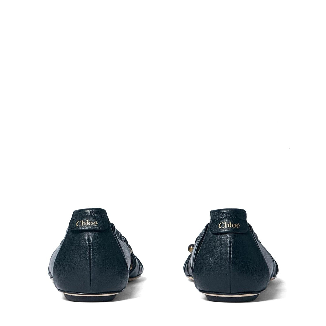 Chloé Luna Ballerinas With Gold-Tone Accents And Pleated Design