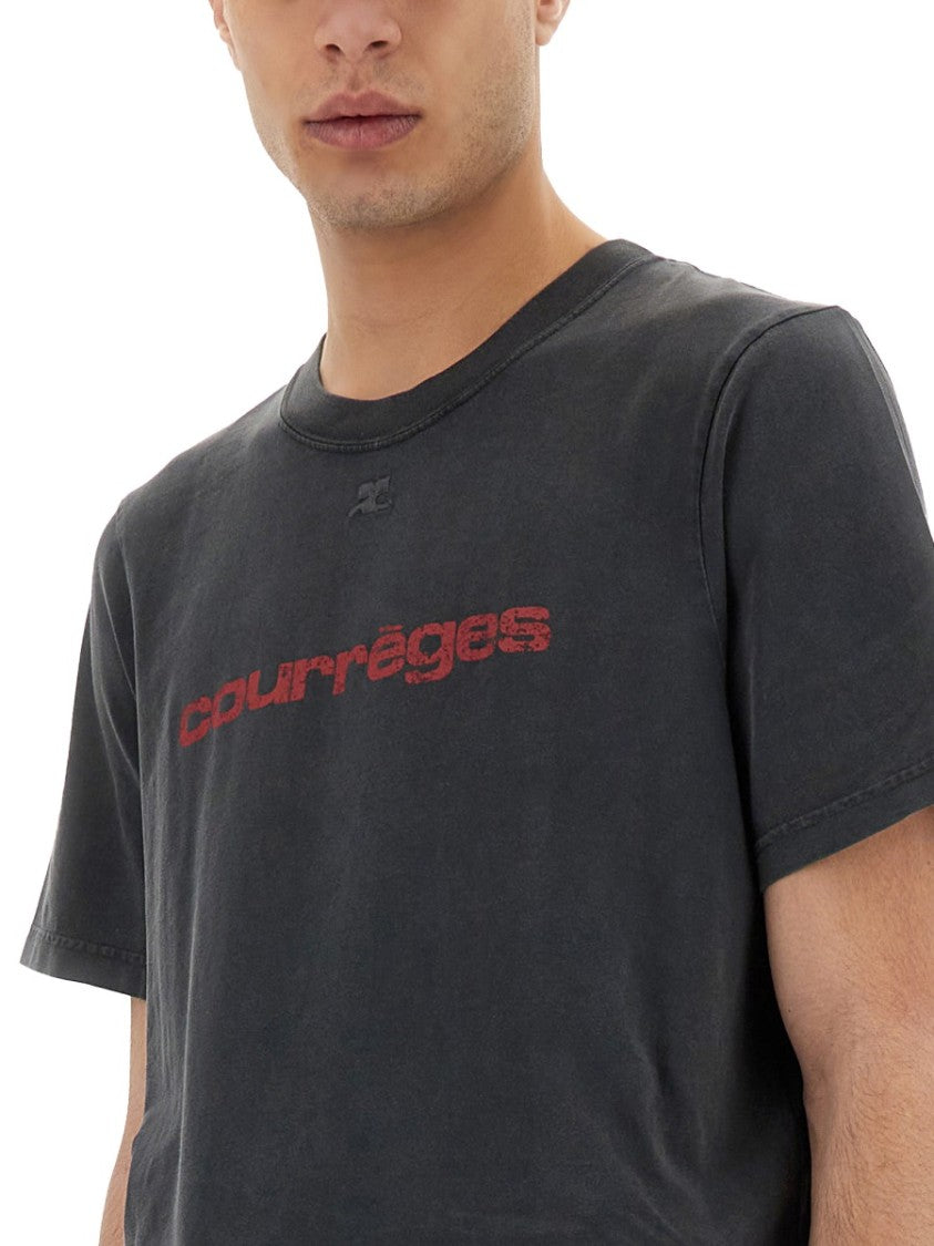 Courrèges Logo Print T-Shirt With Vintage Aesthetic