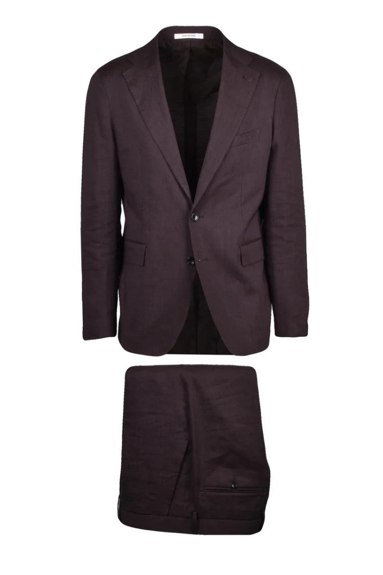 Tagliatore Men's Suit Linen/Wool - Brown
