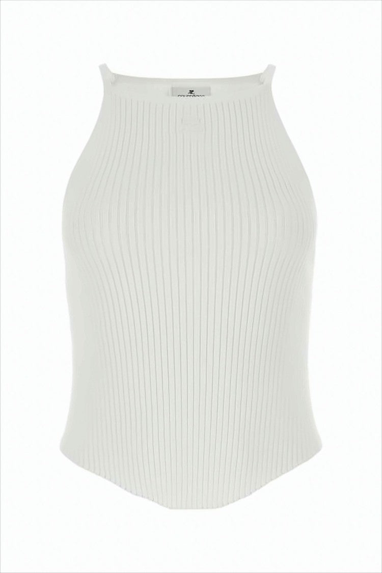 Courrèges Ribbed Fitted Sleeveless Top With Design