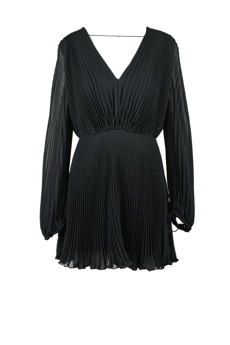 Max Mara Pleated Short Dress - Black