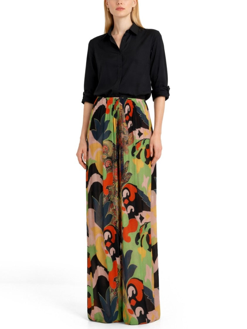 Etro Abstract Paisley Silk-Blend Wide-Leg Pants