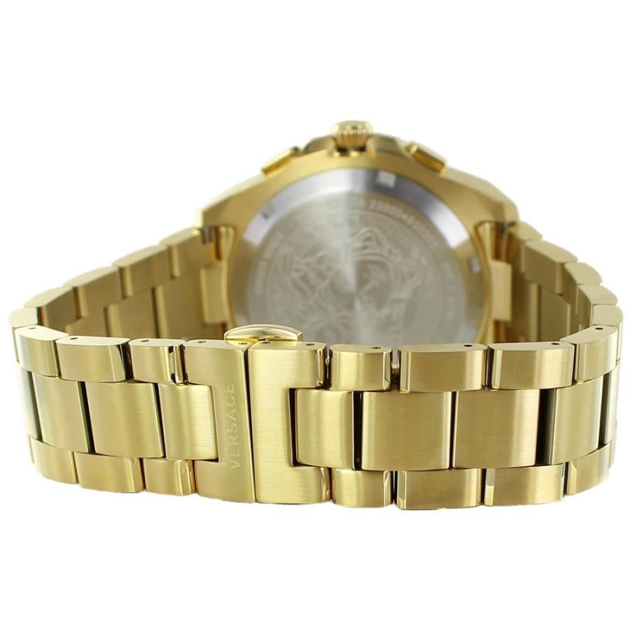 Versace Chronograph Timepiece With Gold-Tone Stainless Steel Case And Black Dial