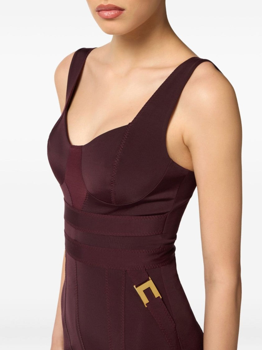 Elisabetta Franchi Fitted Midi Dress With Structured Bodice