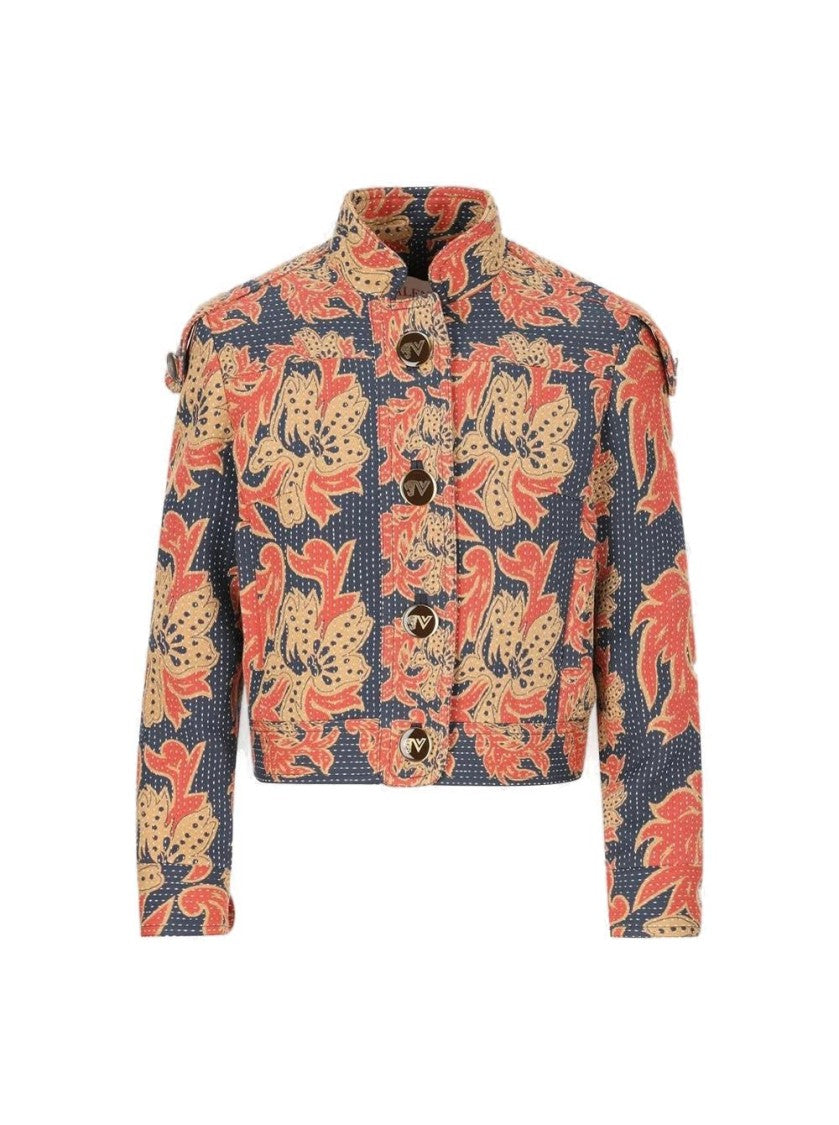 Valentino Apres L'hiver Quilted Floral Jacquard Jacket Multicolor