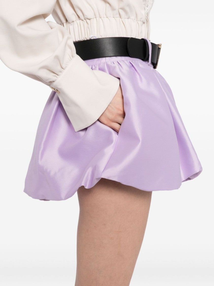 Self-Portrait High-Waisted Lilac Bermuda Shorts With Structured Belt