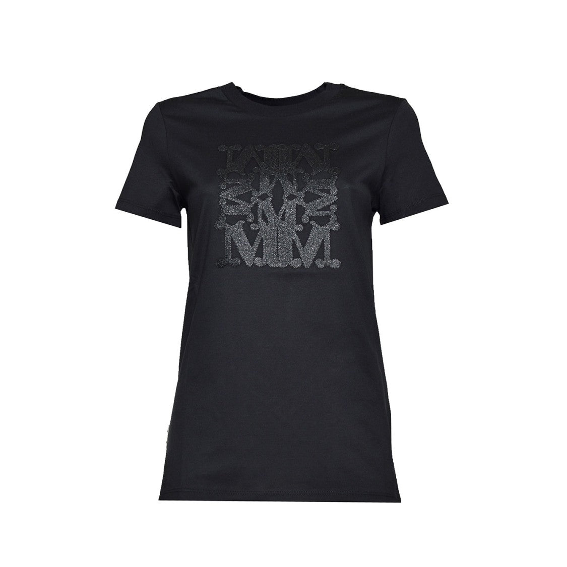 Max Mara Taverna Black Cotton T-Shirt With Logo Embroidery