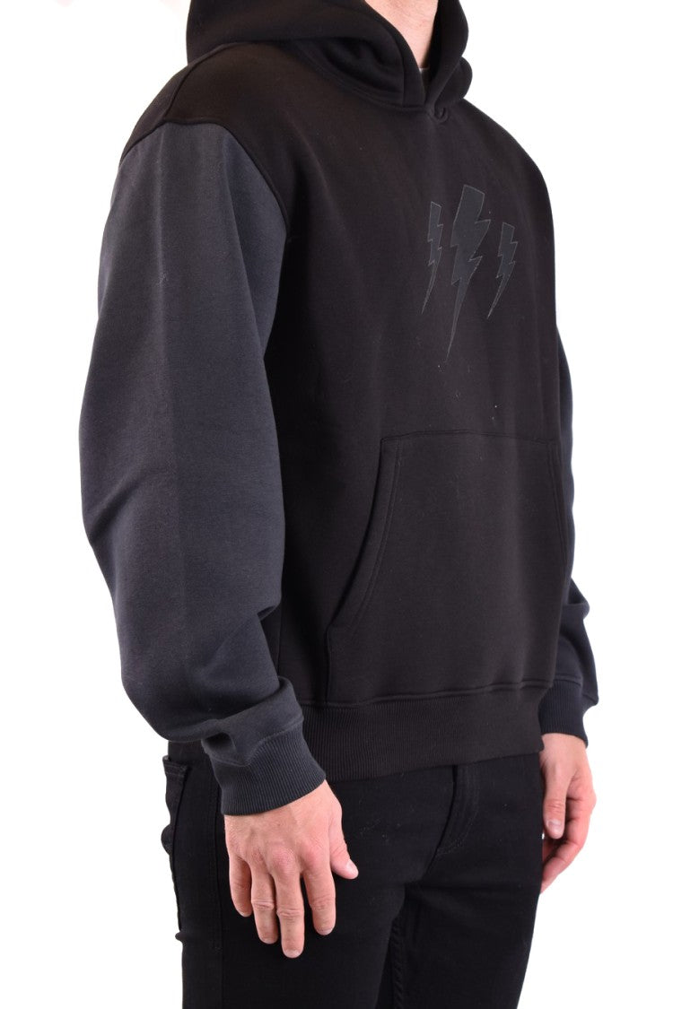 Neil Barrett Relaxed Fit Black Sweatshirt Lightning Bolt
