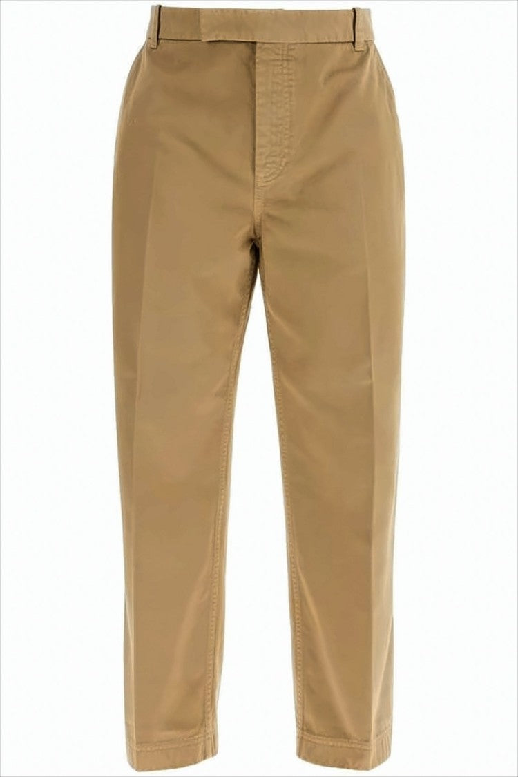 Thom Browne Straight Fit Cropped Pants With Relaxed Mid-Rise
