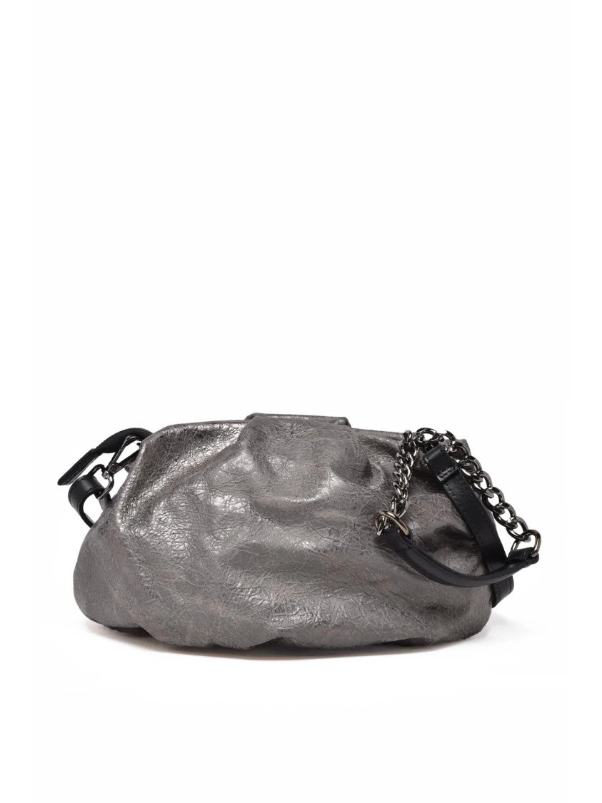 Collection Privee? Grey Leather Chain Shoulder Bag