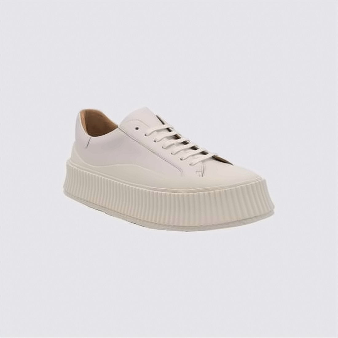 Jil Sander Minimalist White Calf Leather Sneakers