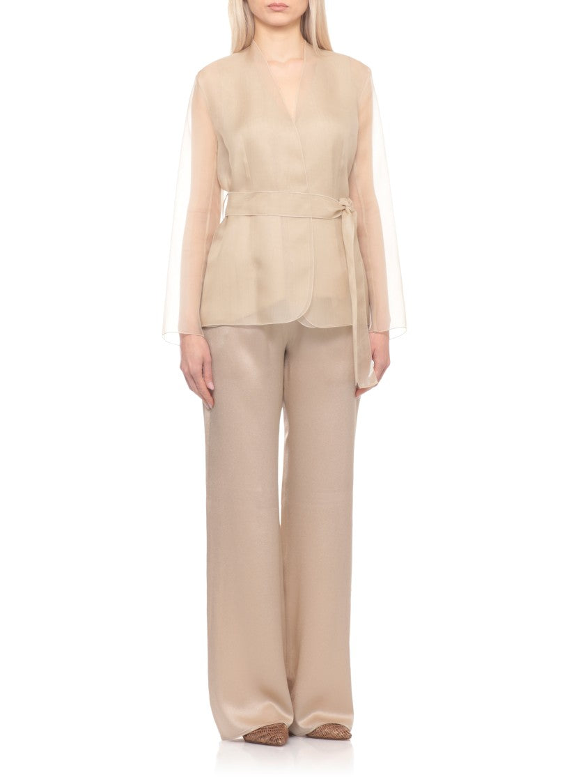 Antonelli Firenze Beige Elia Belted Silk Blazer