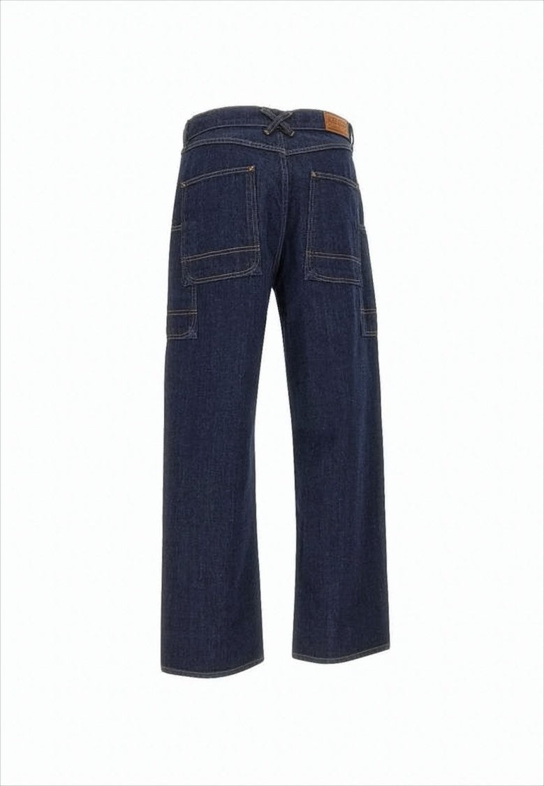 Kenzo Wide-Leg Cotton Denim Pants With Utility Pockets