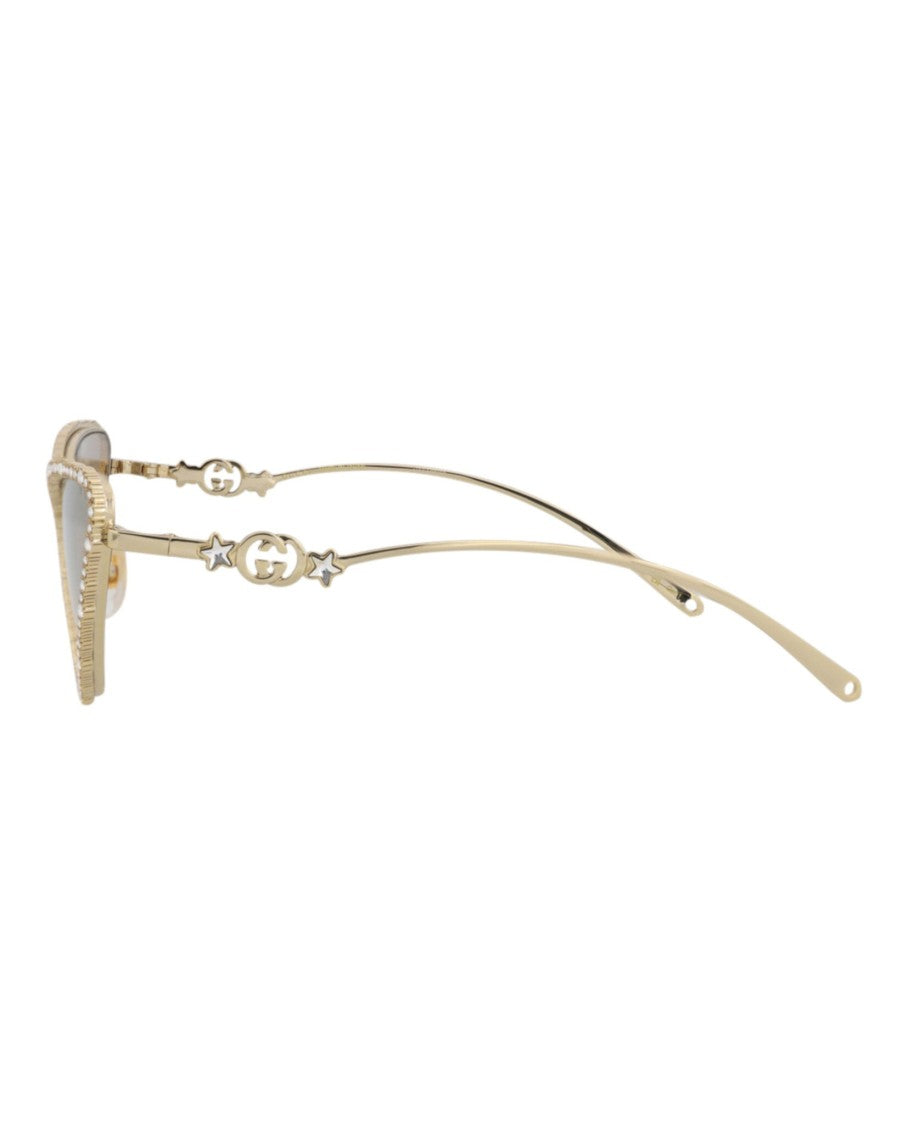 Gucci Metal Cat Eye-Frame Sunglasses With Crystal Accents