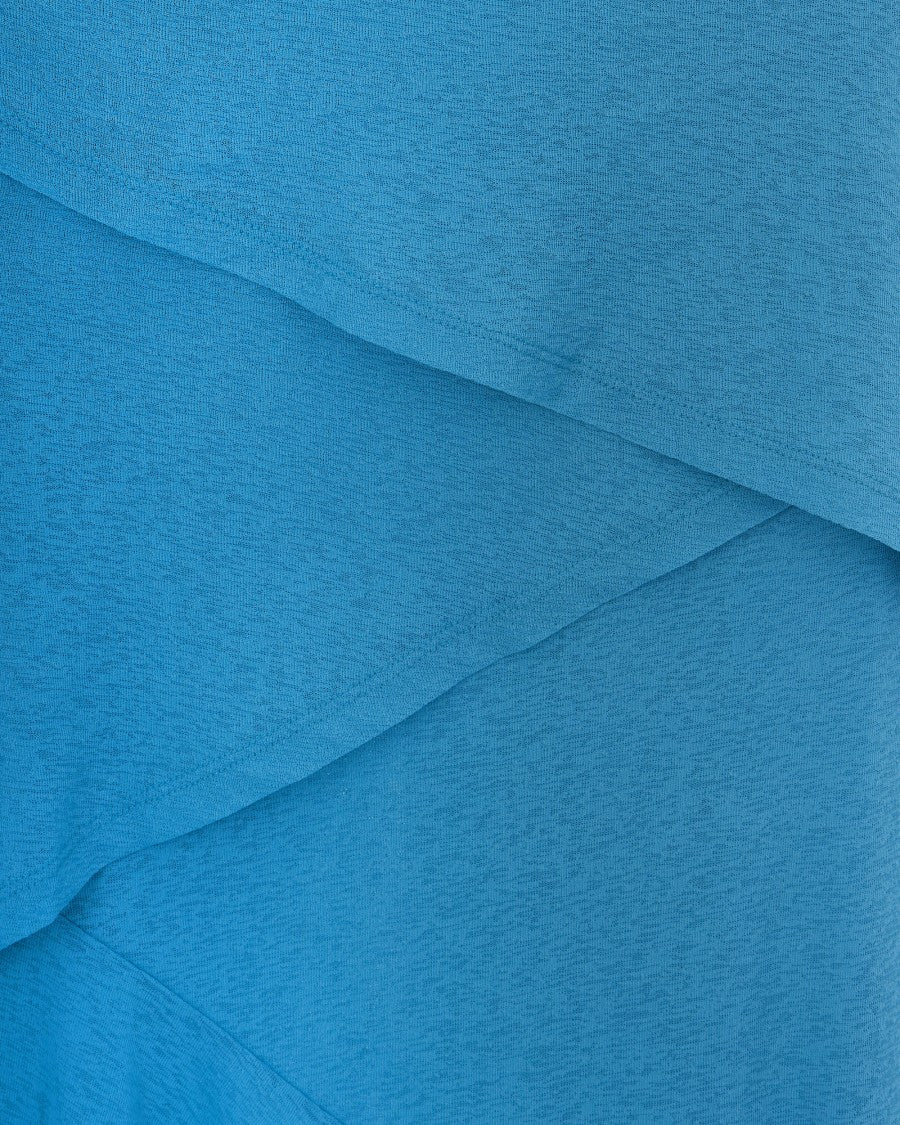 Ganni Draped Midi Dress In River Blue With Asymmetrical Hem