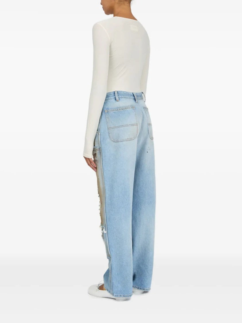 Mm6 By Maison Margiela Light Blue Distressed Relaxed-Fit Jeans