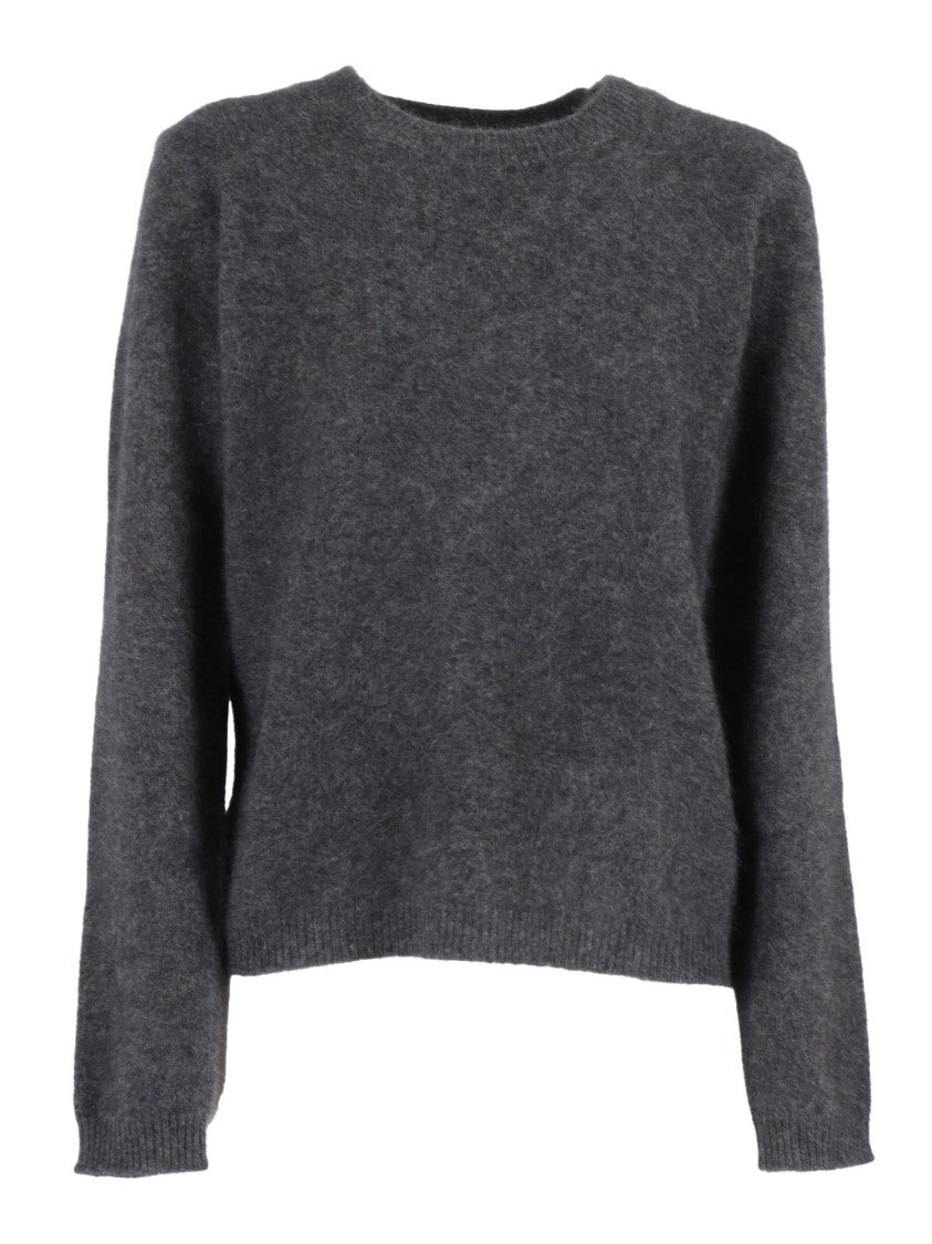 P.A.R.O.S.H. Relaxed Cropped Sweater In Soft Raccoon Fur
