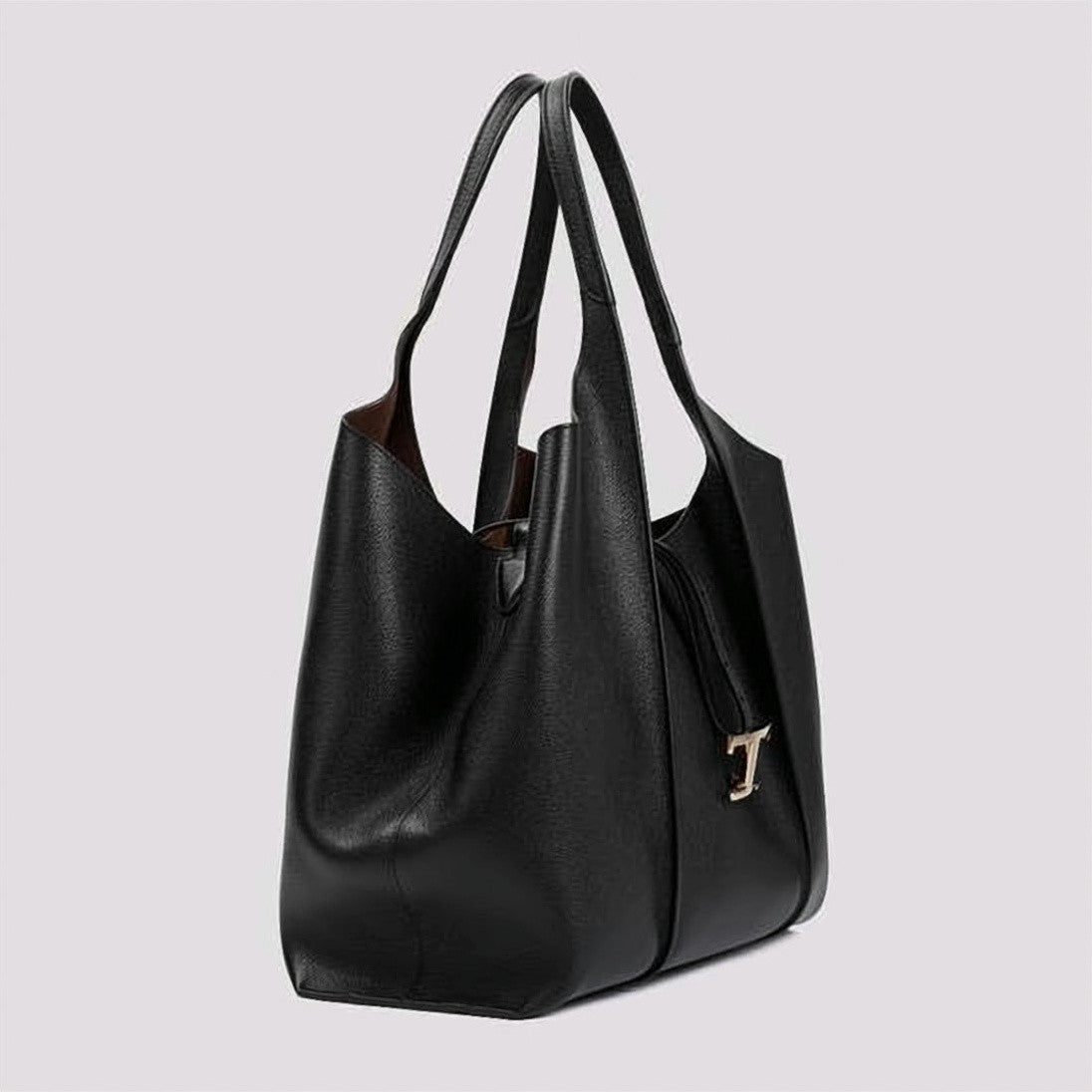 Tod's Structured Leather Shoulder Bag With Metallic Clasp Detail