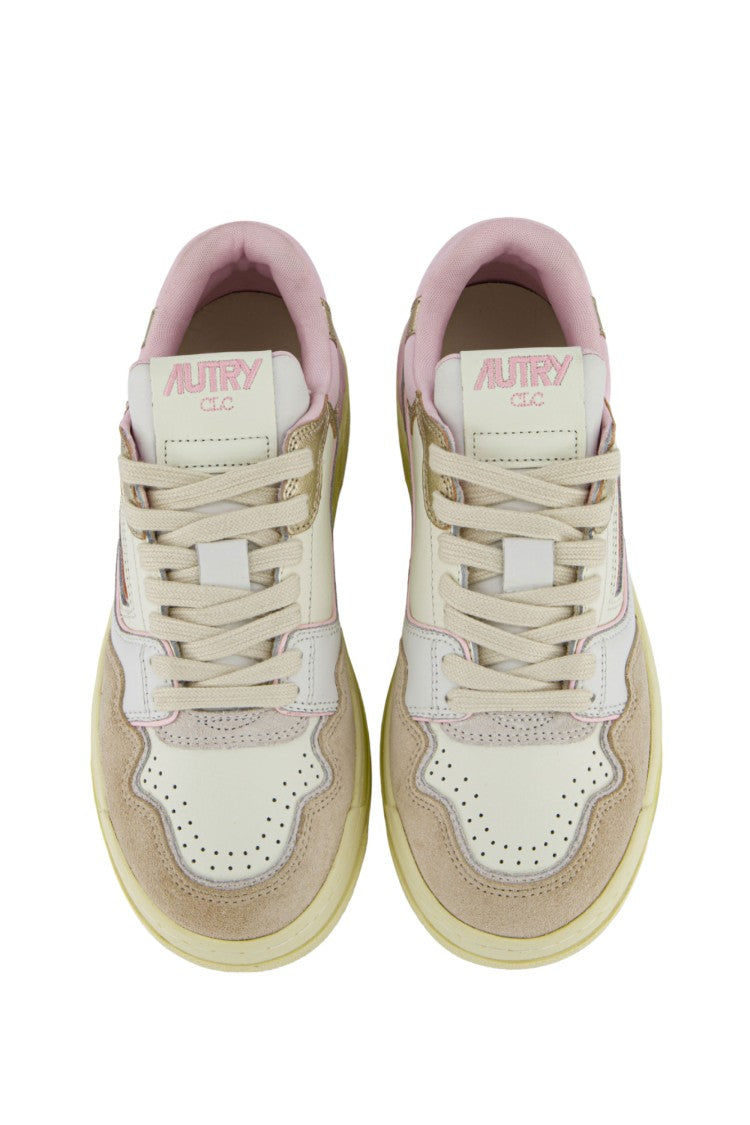 Autry Clc Women’S Basket Sneakers With Pink Details