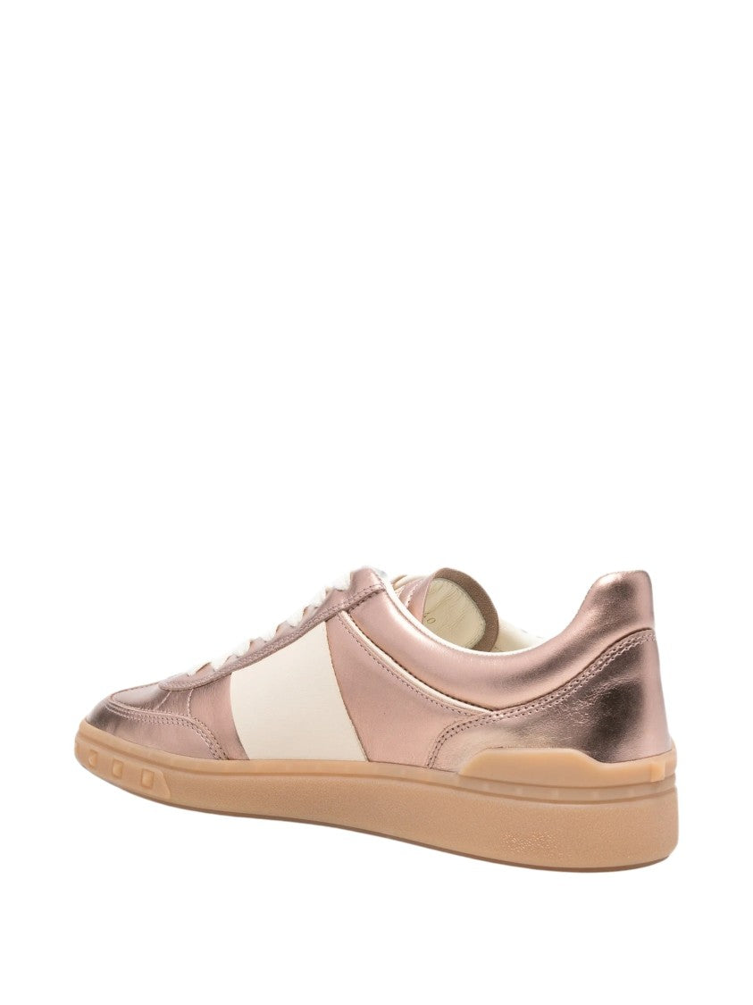 Valentino Pink Upvillage Metallic Calf Leather Low-Top Sneakers