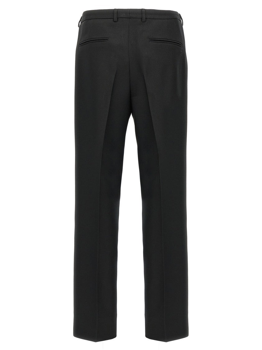Gucci Tailored Twill Pants With Stretched Pleat Design And Embroidered Logo
