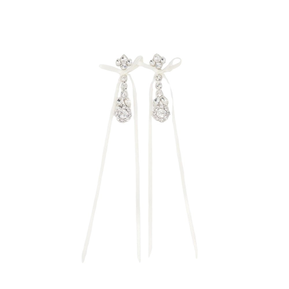 Simone Rocha Victorian Bow Ribbon Drip Earrings  - Crystal - Beige