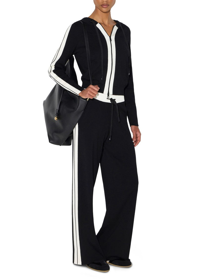 Elisabetta Franchi Hooded Sweater With Contrasting Stripes And Branded Detail