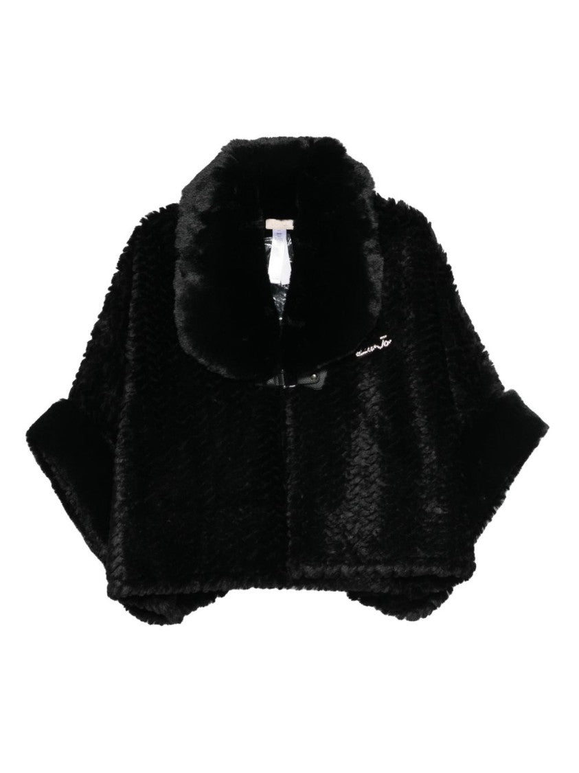 Liu Jo Cropped Black Faux Fur Coat
