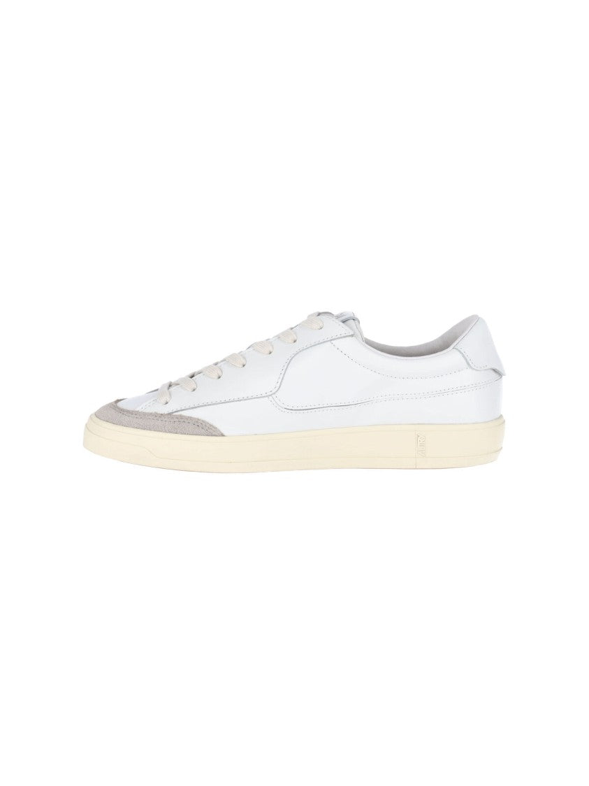 Autry White Windscape Low Suede Accent Leather Sneakers
