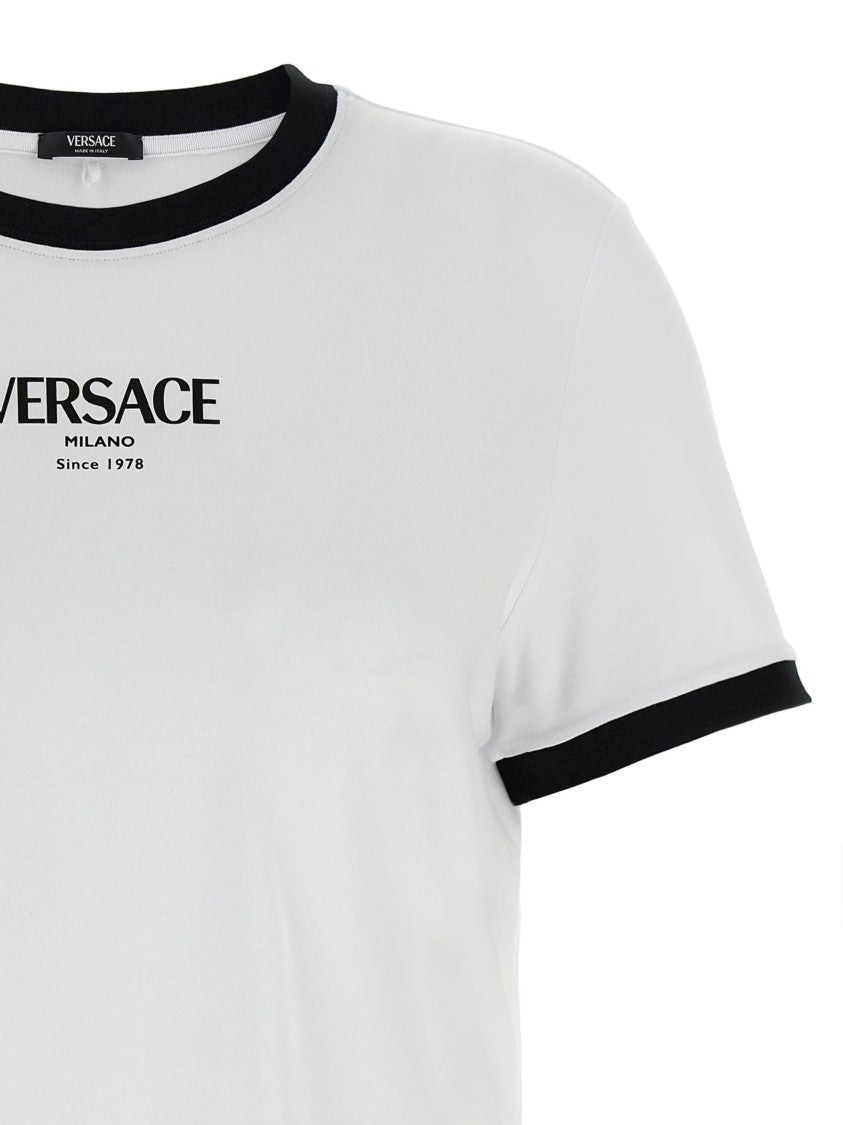 Versace White Contrasting Edges Viscose T-Shirt