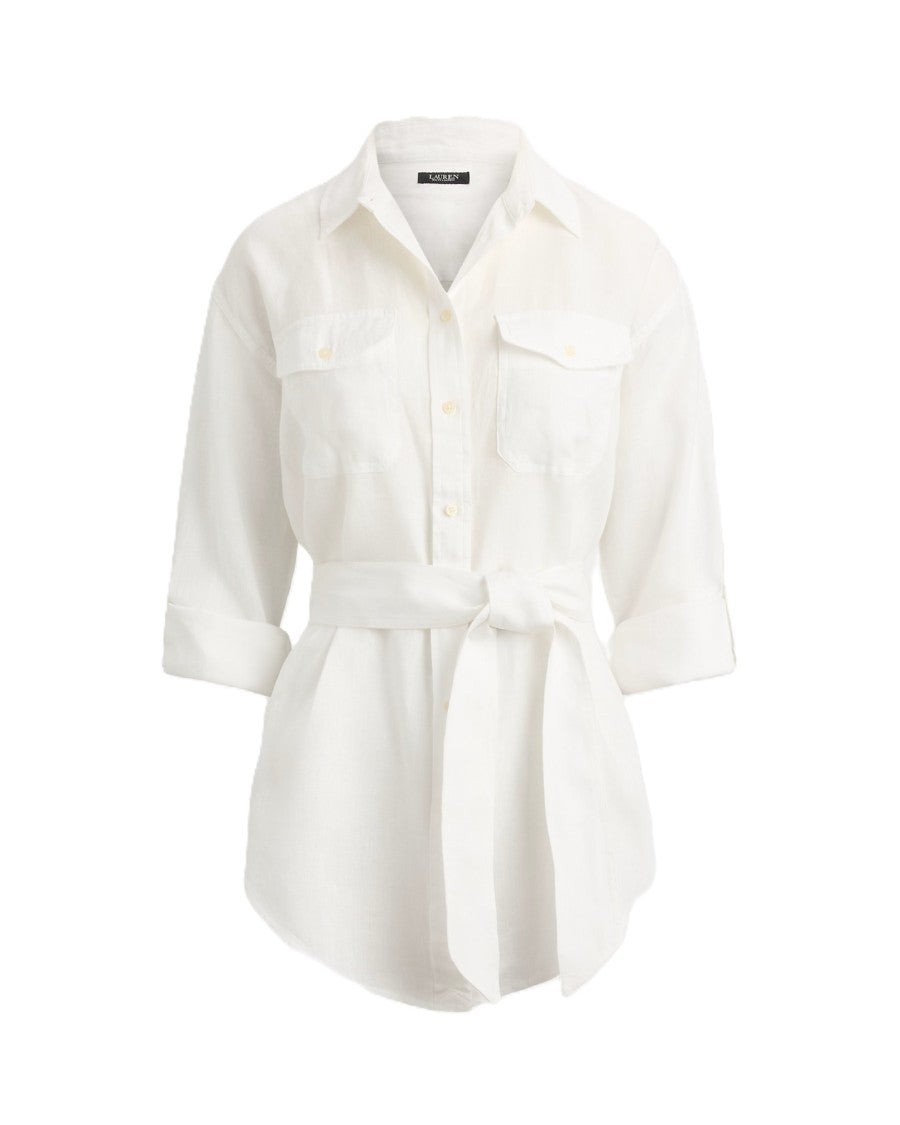 Lauren Ralph Lauren White Tissue Linen Button Shirt