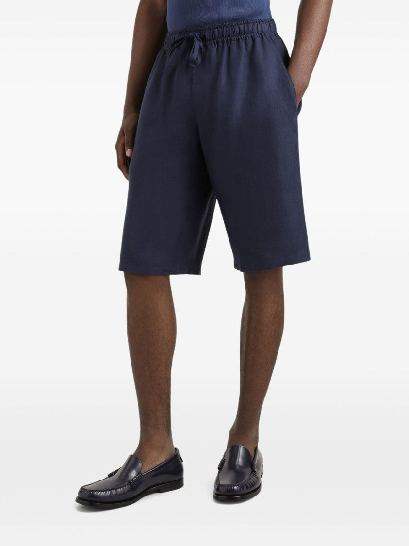 Dolce & Gabbana Relaxed Fit Blue Linen Shorts