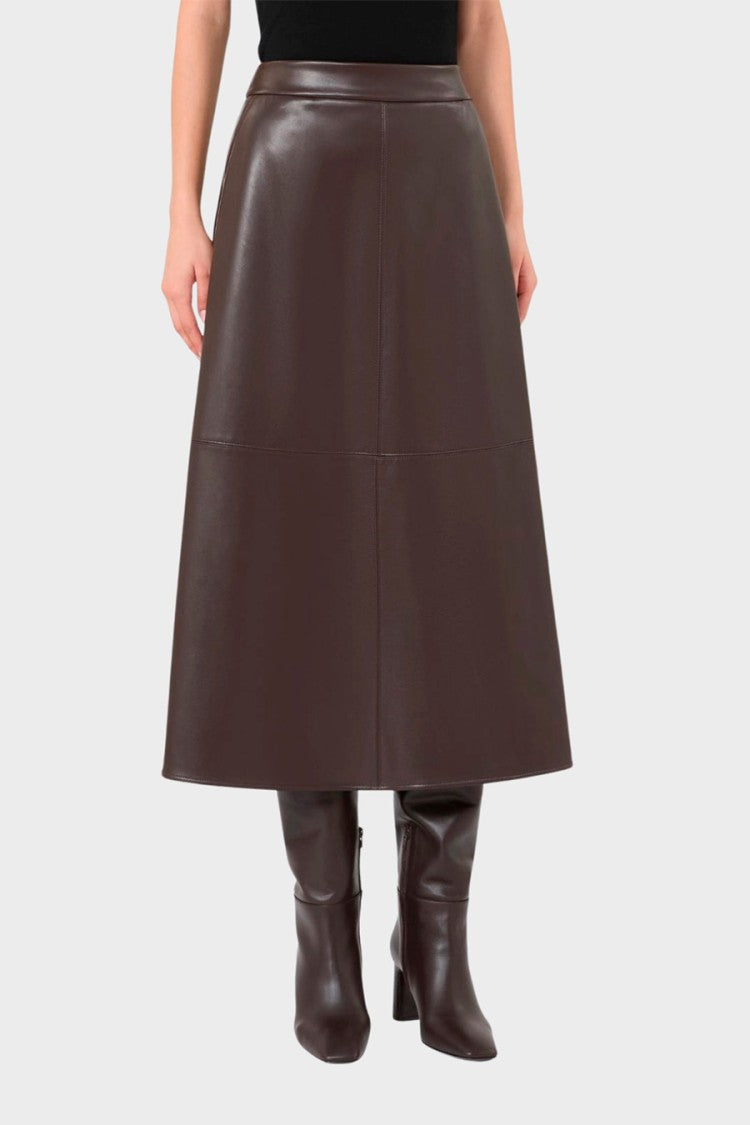 Max Mara Dark Brown Smmnordica Leather-Look Midi Skirt