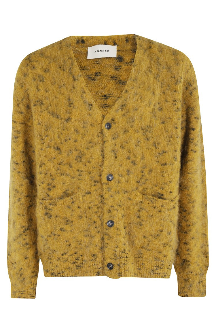 A Paper Kid Textured Knitted Cardigan With V-Neckline