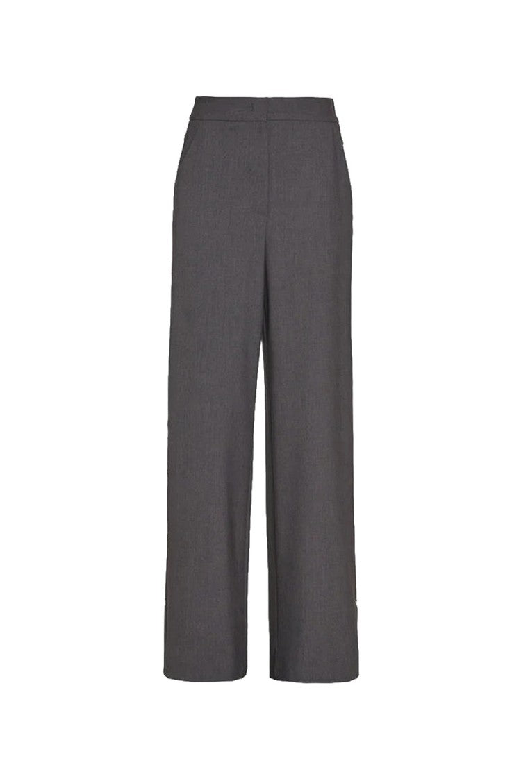 Simona Corsellini Grey Polyester-Viscose Blend Wide-Leg Cropped Trousers