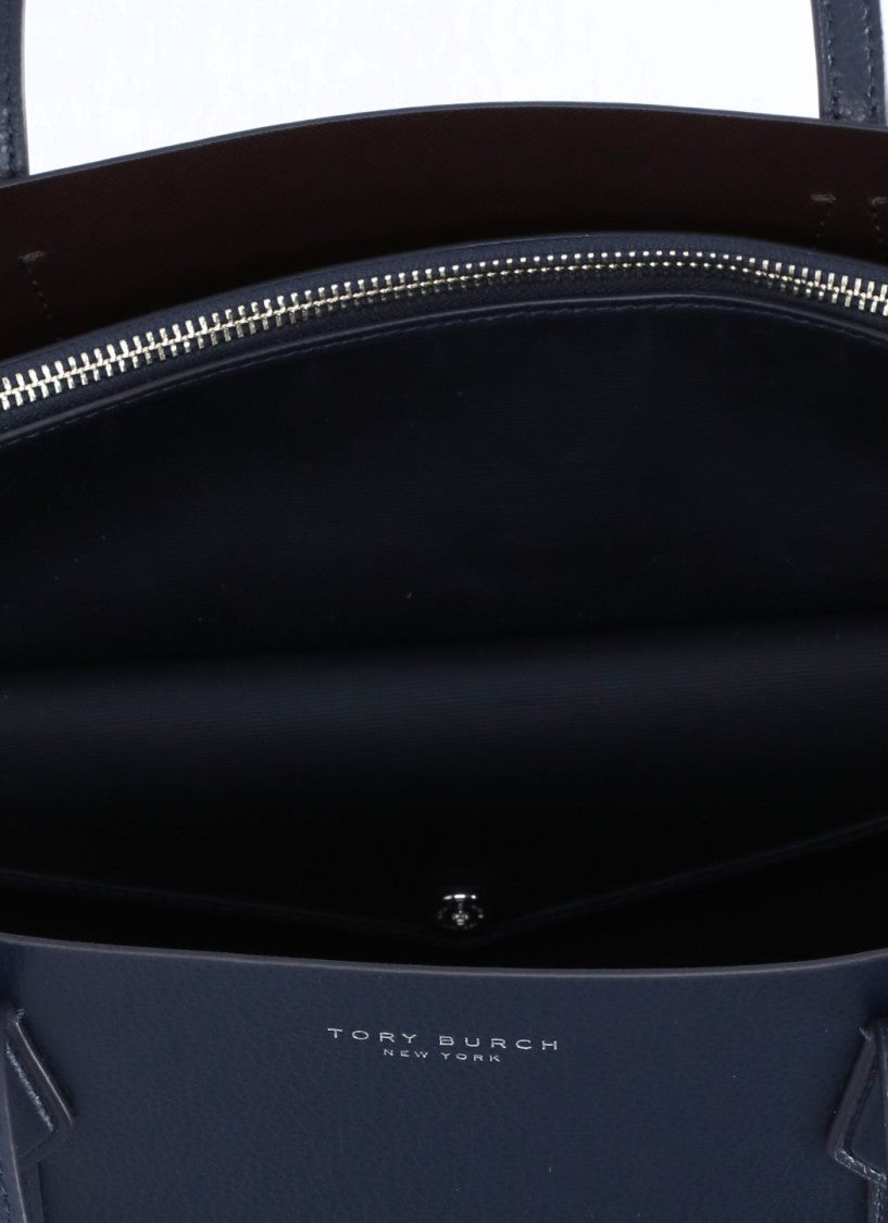 Tory Burch Textured Leather Tote Bag With Contrasting Logo Detail